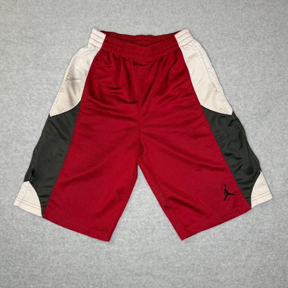 Jordan Boys Medium Red Black White Basketball Shorts Jumpman RN 81917
